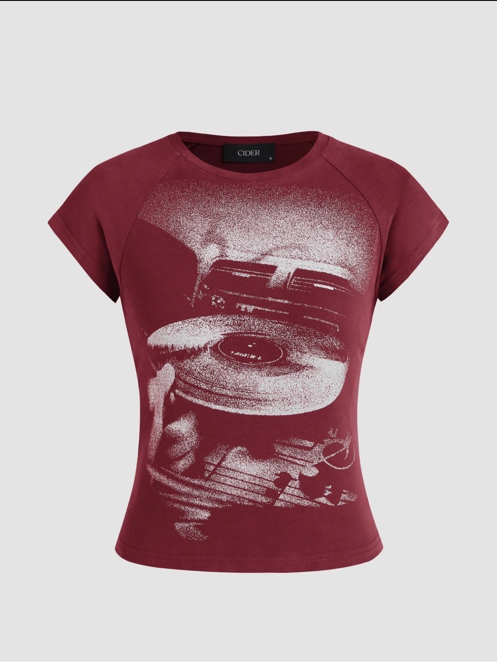Cider | Burgundy Baby Tee Graphic Short-Sleeve Top